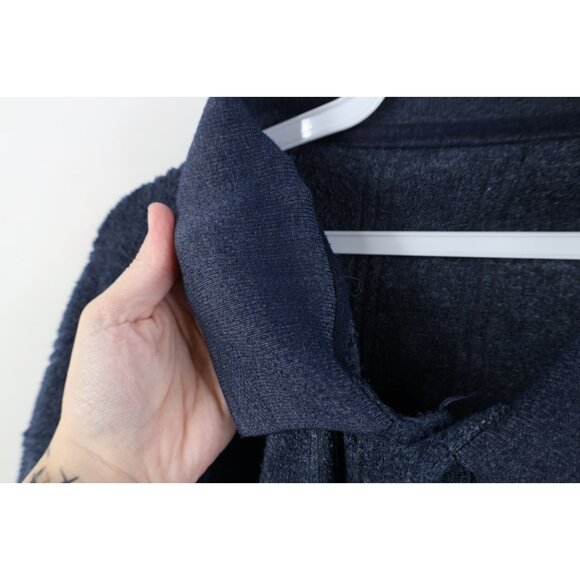 Vtg 90s Streetwear Mens 3XL Distressed Thin Terry Cloth Fleece Collared Sweater - Picture 10 of 14